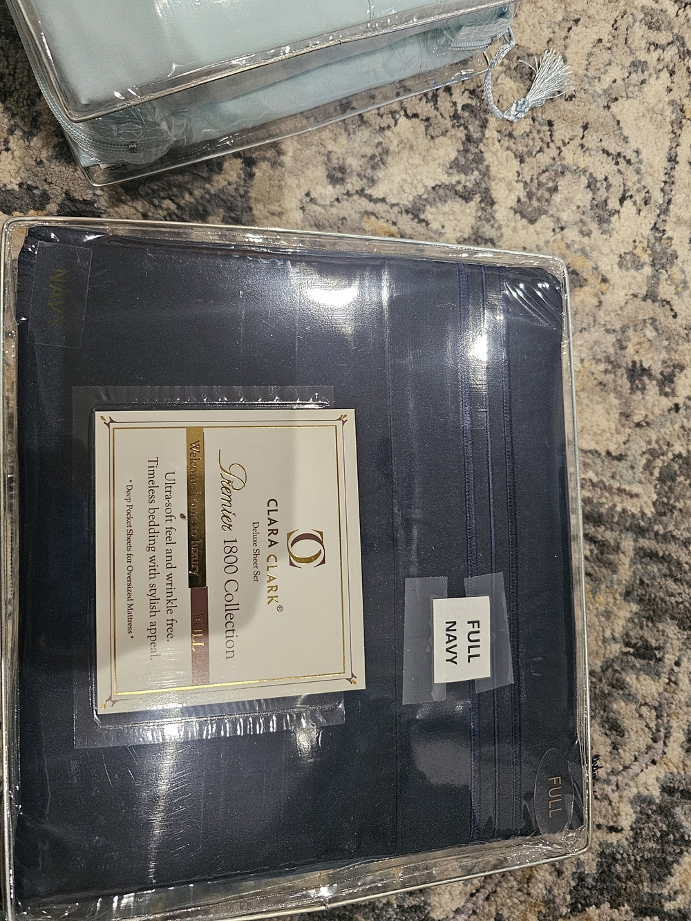 Clara Clark Navy Striped Home Bedding Sheet Set